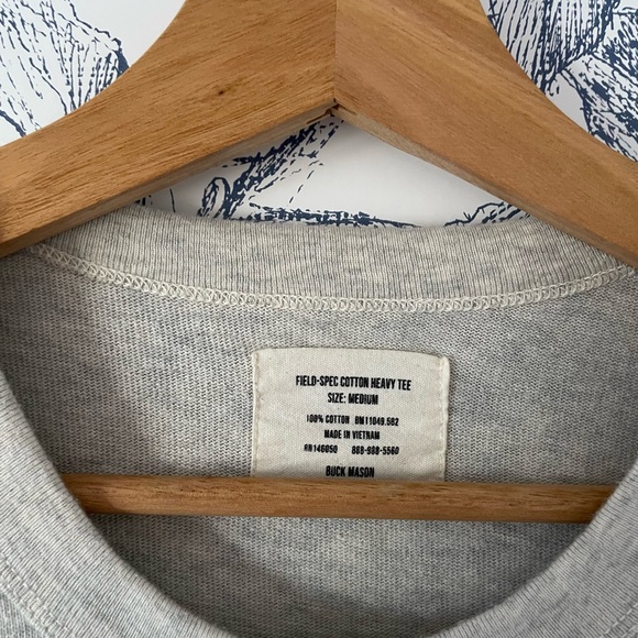 Buck Mason Field Spec Heavy Weight T shirt size Medium in heather oat - Picture 2 of 3